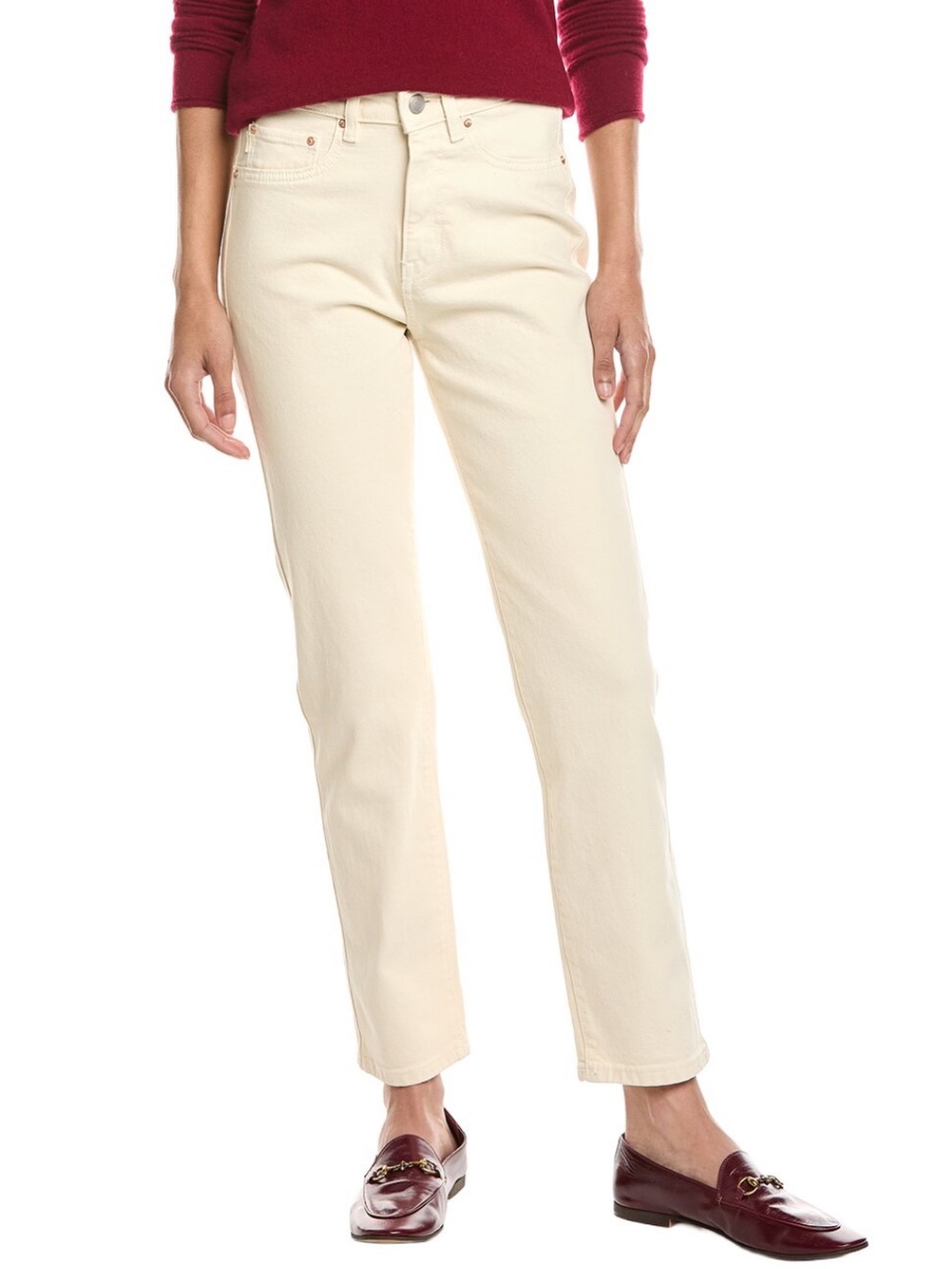 DL1961 Kristy Cigarette High Rise 29" Jeans in Ecru, Size 28